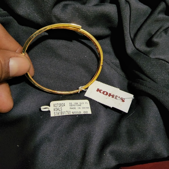 18k on SS multi colored gemstone bracelet - Picture 3 of 4